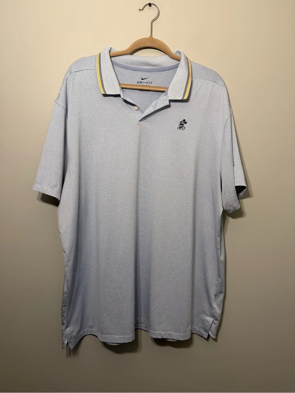 Nike Disney Light Blue Golf Polo with Yellow and Navy Trim